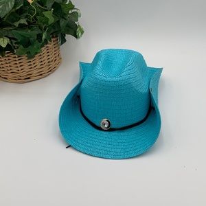 Teal Straw cowboy hat for women